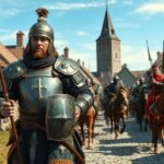 Középkori jelenet Kalundborgban, keresztes hadjáratok idején