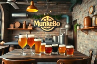 Kétféle kézműves sör a Munkebo Sörfőzde kóstolójában Kertemindében.