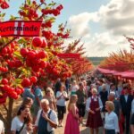 Cseresznyefesztivál Kertemindében, boldog emberek a gyümölcsfák alatt