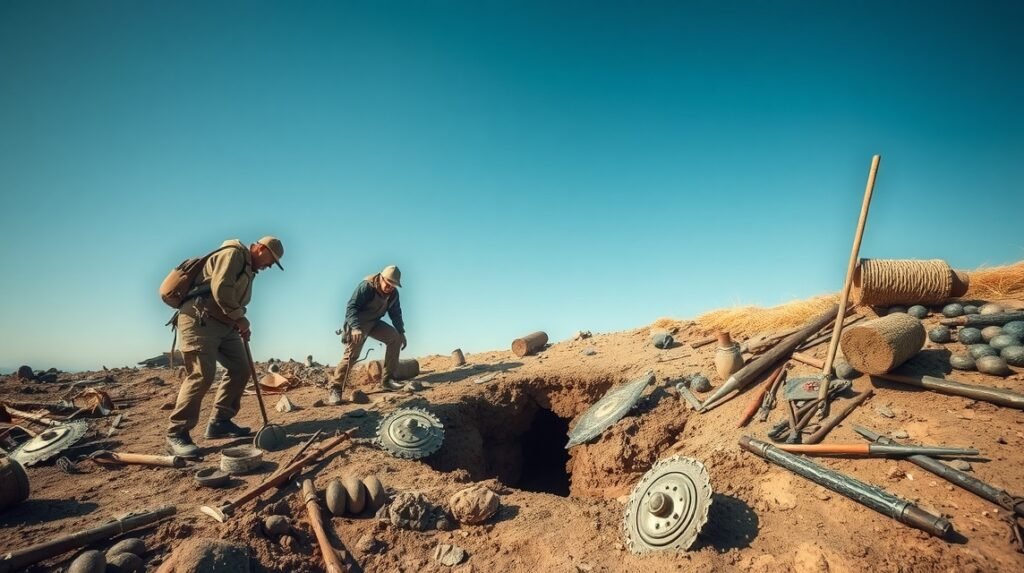 Régészek felfedező munkája Kertemindében viking sírnál