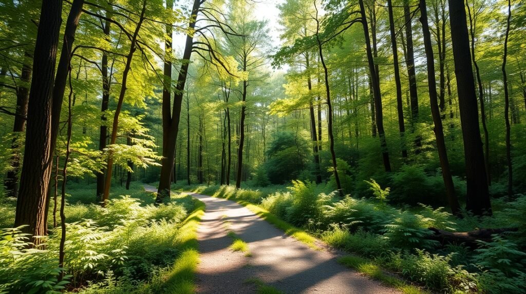 Csendes ösvény a Gribskov erdőben Hillerød közelében