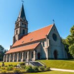 Hillerødi templom - építészeti részletek és zöld környezet