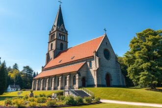 Hillerødi templom - építészeti részletek és zöld környezet