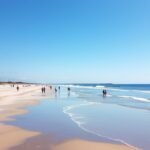 Husmoderstranden strand, gyönyörű homokos part Dánia Hirtshalsban