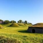 Asdal Voldsted középkori sáncai Hirtshalsban, zöld dombok és természet