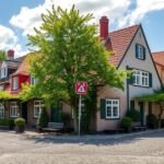Middelfart Sildemarken negyedének macskaköves utcái és régi házai