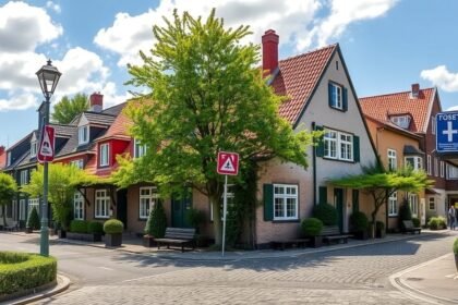 Middelfart Sildemarken negyedének macskaköves utcái és régi házai