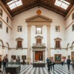 A Városi Múzeum belső tér, festmények és látogatók