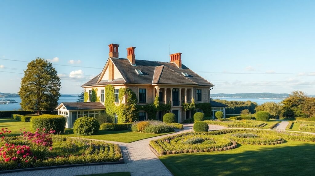 Henner Friiser háza Middelfartban, Dánia szépségével körülvéve.