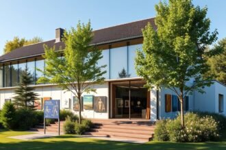 Grimmermosehuset galéria Middelfartban, kortárs művészet kiállítással.