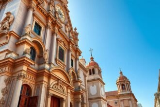 A Carmo-templom barokk homlokzata Faro városában, Portugáliában.