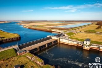 Højer zsilip látványa Møgeltønder közelében, Dánia.