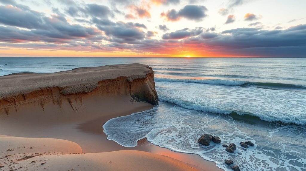 Grenen tengerpartja Skagen közelében, ahol a két tenger találkozik