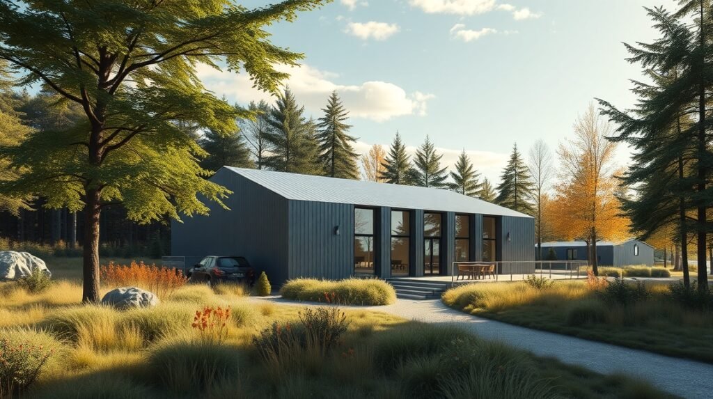 Modern épület a Skagen Odde Természeti Központ közelében