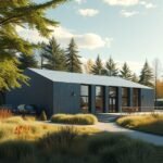 Modern épület a Skagen Odde Természeti Központ közelében