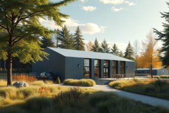 Modern épület a Skagen Odde Természeti Központ közelében