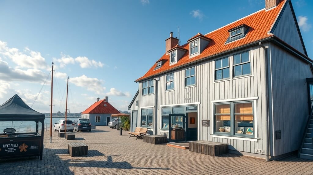 Kystmuseet épülete Skagenben, Dánia partvidékén.