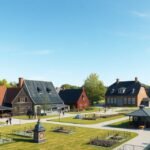 Byfogedgården szabadtéri múzeum Skagenben, régi parasztházakkal