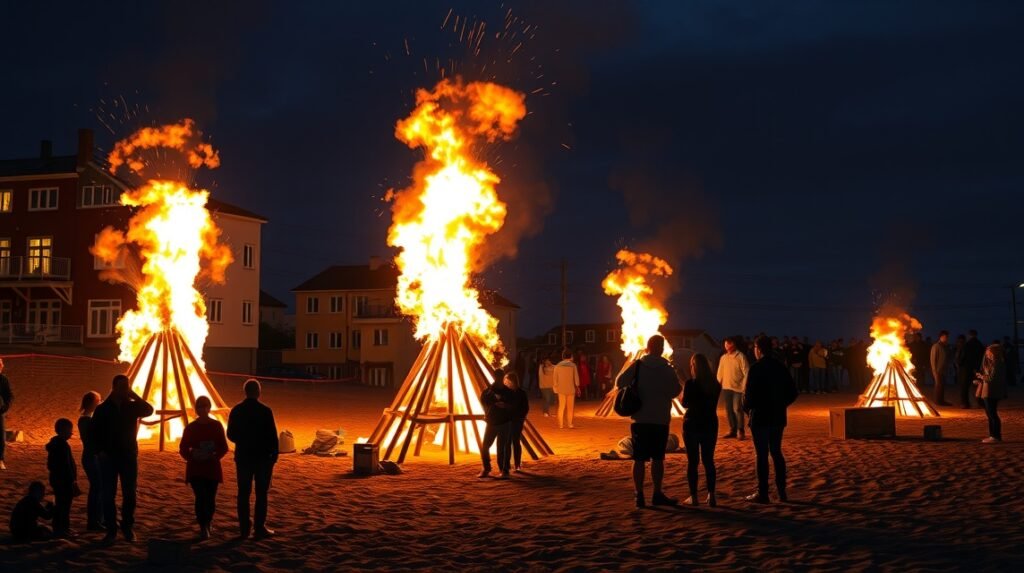 Szent Iván-éj máglyái Skagen partján, dán nyári ünnep