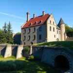 Spøttrup középkori vár látképe Skive közelében Dánia