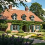 Jenle, Jeppe Aakjær költő otthona Skive közelében virágos kertek között.