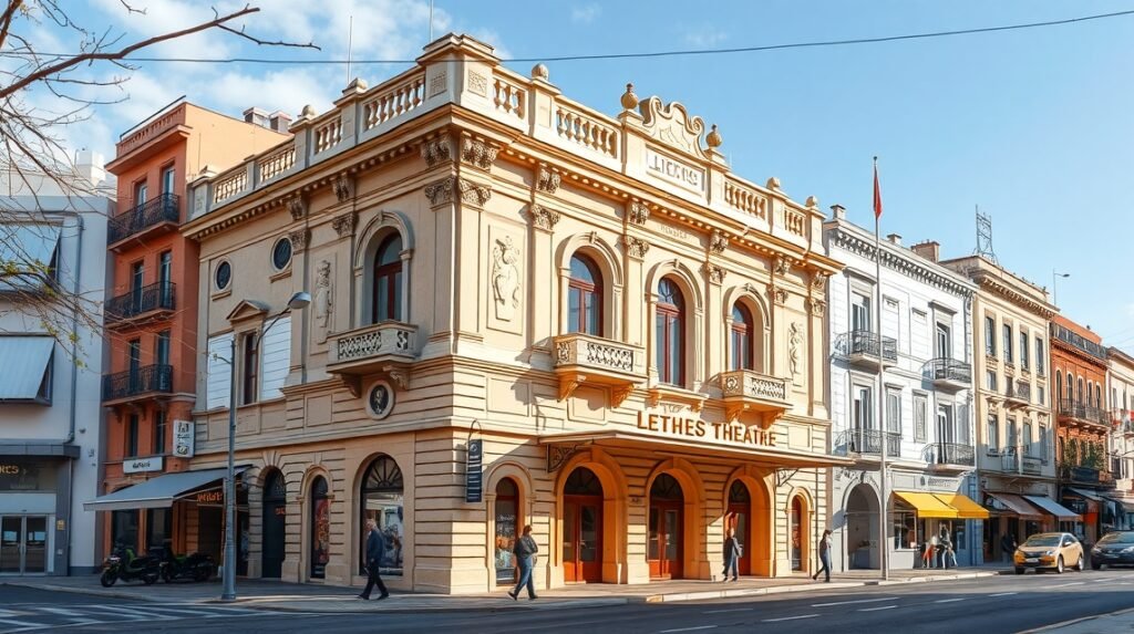 A Lethes Színház épülete Faro városában, Portugáliában.