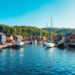 Glyngøre kikötő hangulatos látképe Dánia vidékén