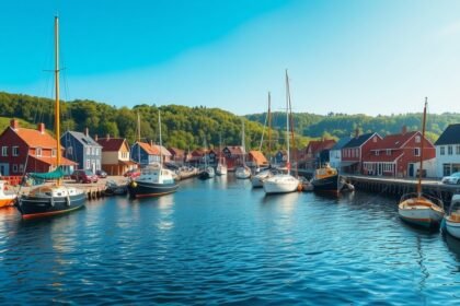 Glyngøre kikötő hangulatos látképe Dánia vidékén