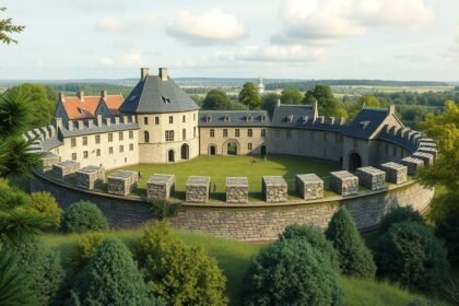 A Trelleborg viking gyűrűvár látképe Slagelse közelében Dánia