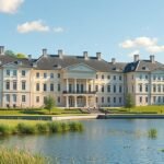 Sorø Akadémia és a tó Slagelse közelében, Dánia