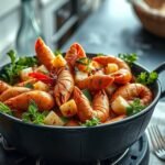 Friss cataplana tenger gyümölcseivel és zöldfűszerekkel