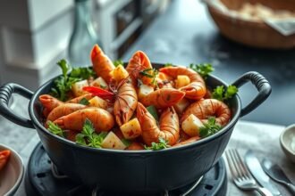 Friss cataplana tenger gyümölcseivel és zöldfűszerekkel