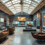 Douala Tengerészeti Múzeum kiállítása hajómodellekkel és relikviákkal