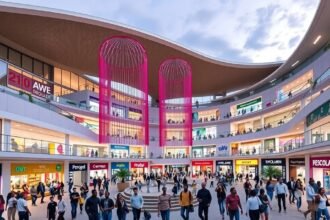 A Douala Grand Mall modern bevásárlóközpont belső látképe