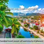 Douala város látképe a trópusi időjárásban