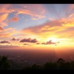 Lenyűgöző naplemente a Mont Fébé hegyről Yaoundé városára