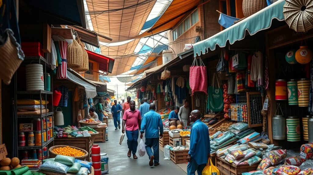Mokolo Piac, Yaoundé - Élénk fűszerek és kézműves portékák a piacon.