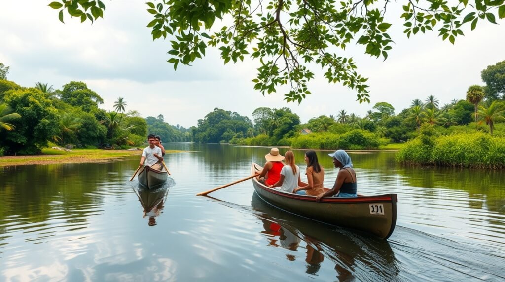 Kenutúra a Lobé folyón természetes környezetben, csodás tájban.