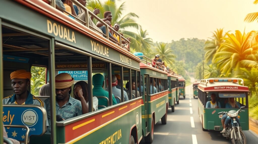 Buszjáratok Kribi felé Doualából és Yaoundéból, Kamerunban