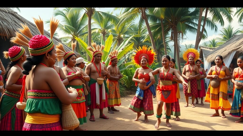 Batanga nép hagyományos tánca Kribi városában, Kamerunban.