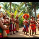 Batanga nép hagyományos tánca Kribi városában, Kamerunban.