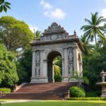 Az Alfred Saker emlékmű Limbében, zöld környezetben