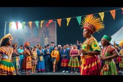 Limbé FESTAC kulturális fesztivál színes táncosai és közönsége