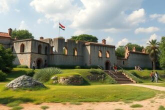 A régi német erőd maradványai Bertouában, Kamerunban.