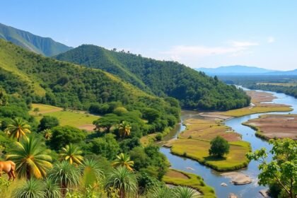 Tibati tájak a Mbam Djerem Nemzeti Park peremén