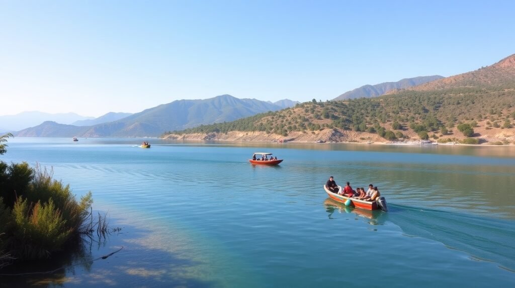 Csónakázás a Tibati víztározón, gyönyörű természetben