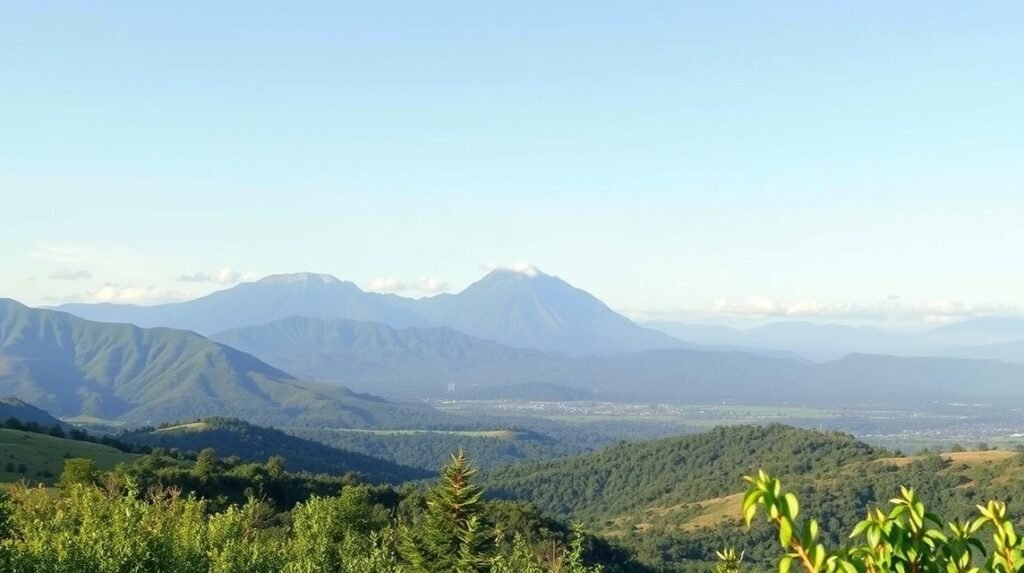 A gyönyörű Ngaoundal-hegység panorámája Tibatiból.