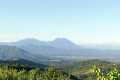 A gyönyörű Ngaoundal-hegység panorámája Tibatiból.
