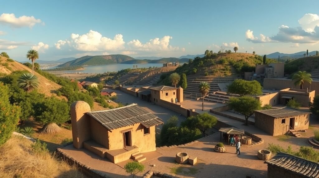 Bélabo közelében található Goyoum aranybányász falu látképe