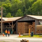 Helyi fafeldolgozó üzem Bélabóban, modern gépekkel és faanyaggal.